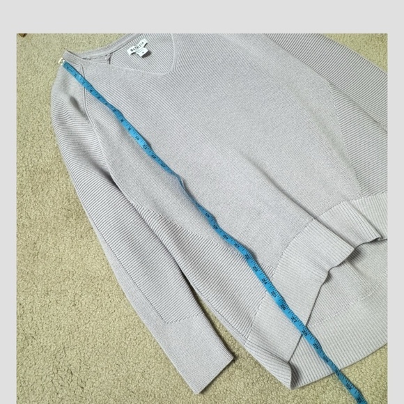 Athleta Hanover Sweater V-Neck Merino Wool Blend Lilac Purple Ribbed Sweater - Picture 9 of 15